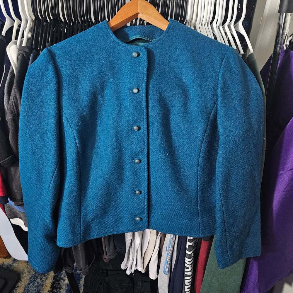 Vintage Pendleton Pure Virgin Wool Cropped Button Front Jacket Teal